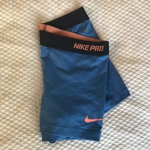 Nike Pros: Coral and Periwinkle